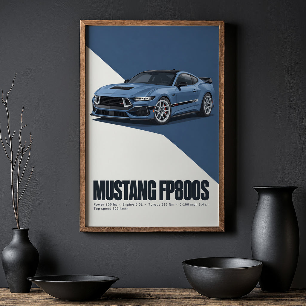 Vintage Mustang FP800S Print, Car Wall Art