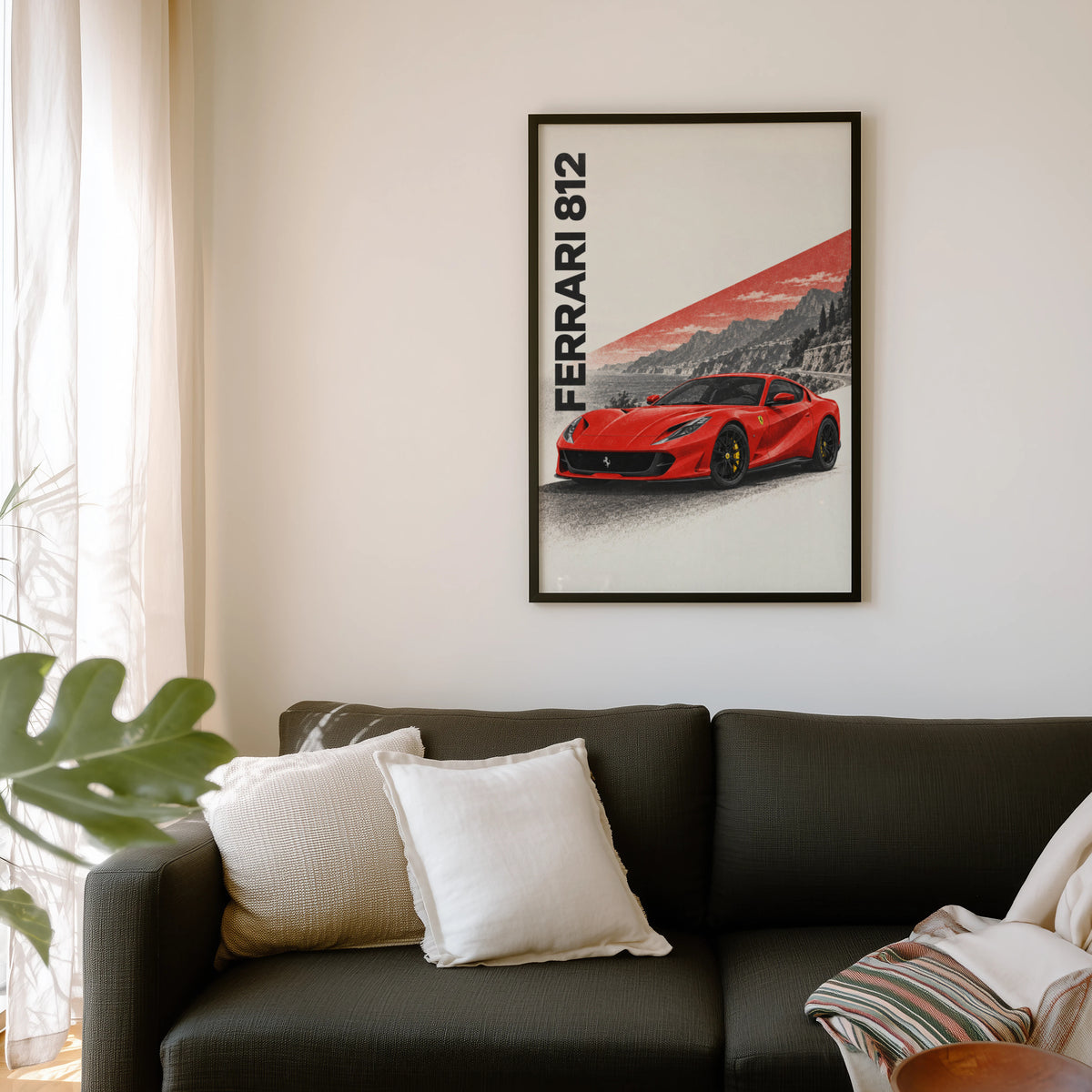 Vintage Ferrari 812 Print, Red Supercar Wall Art