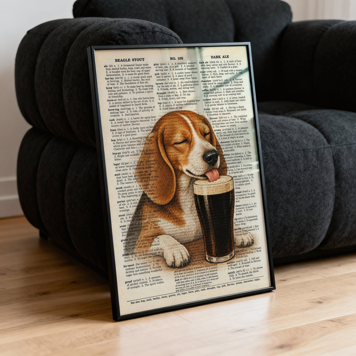 Vintage Beagle Stout Print, Dog Pub Poster, Dictionary Art