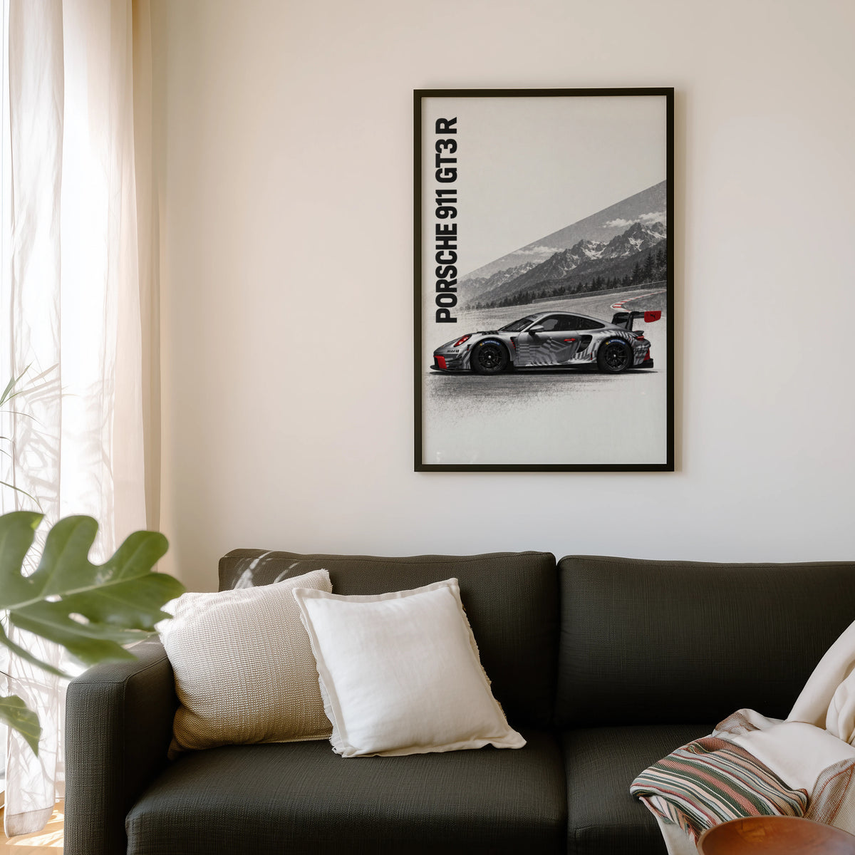 Vintage Porsche 911 GT3 R Print, Racing Wall Art