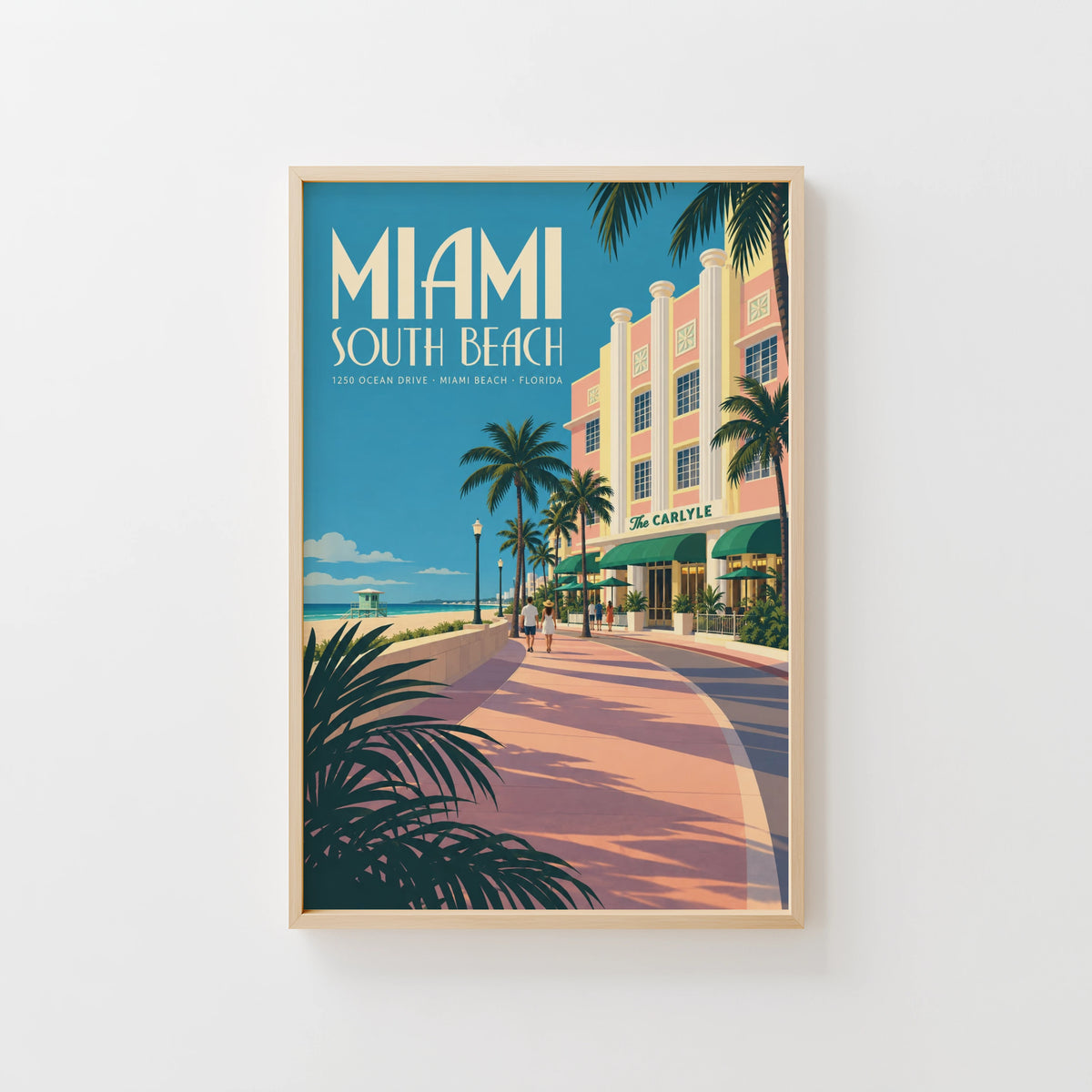 Vintage Miami Beach Poster, Art Deco Wall Art Print