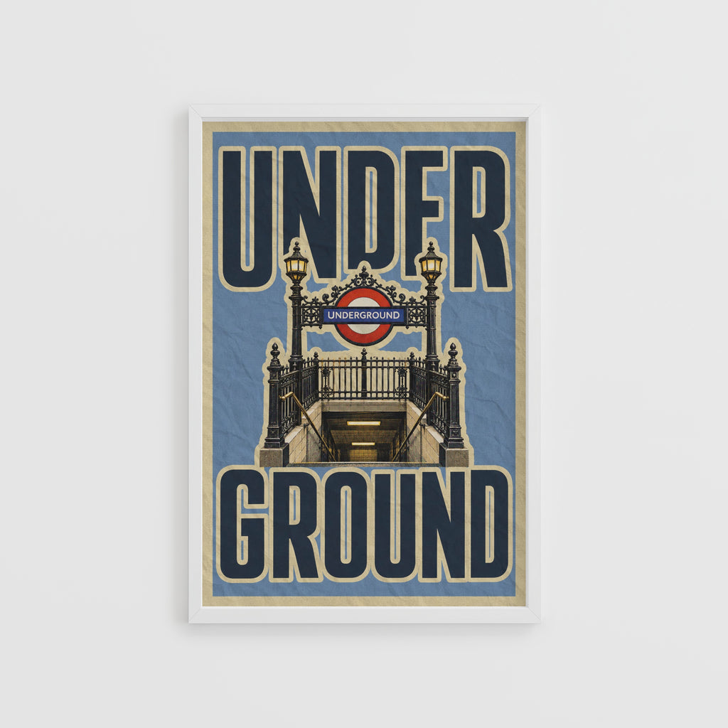 Vintage London Underground Poster, Tube Station Print