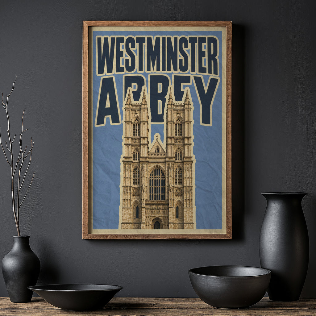 Vintage Westminster Abbey Poster, London Wall Art, Print