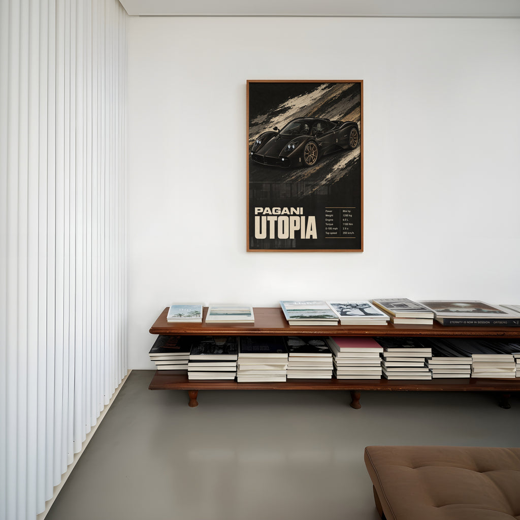 Vintage Pagani Utopia Print, Supercar Wall Art