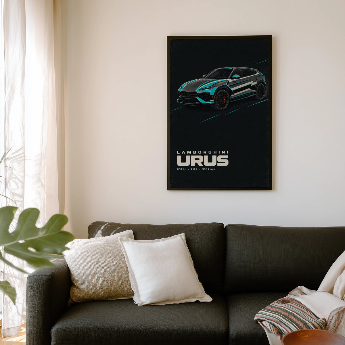 Vintage Lamborghini Urus Print, Supercar Wall Art