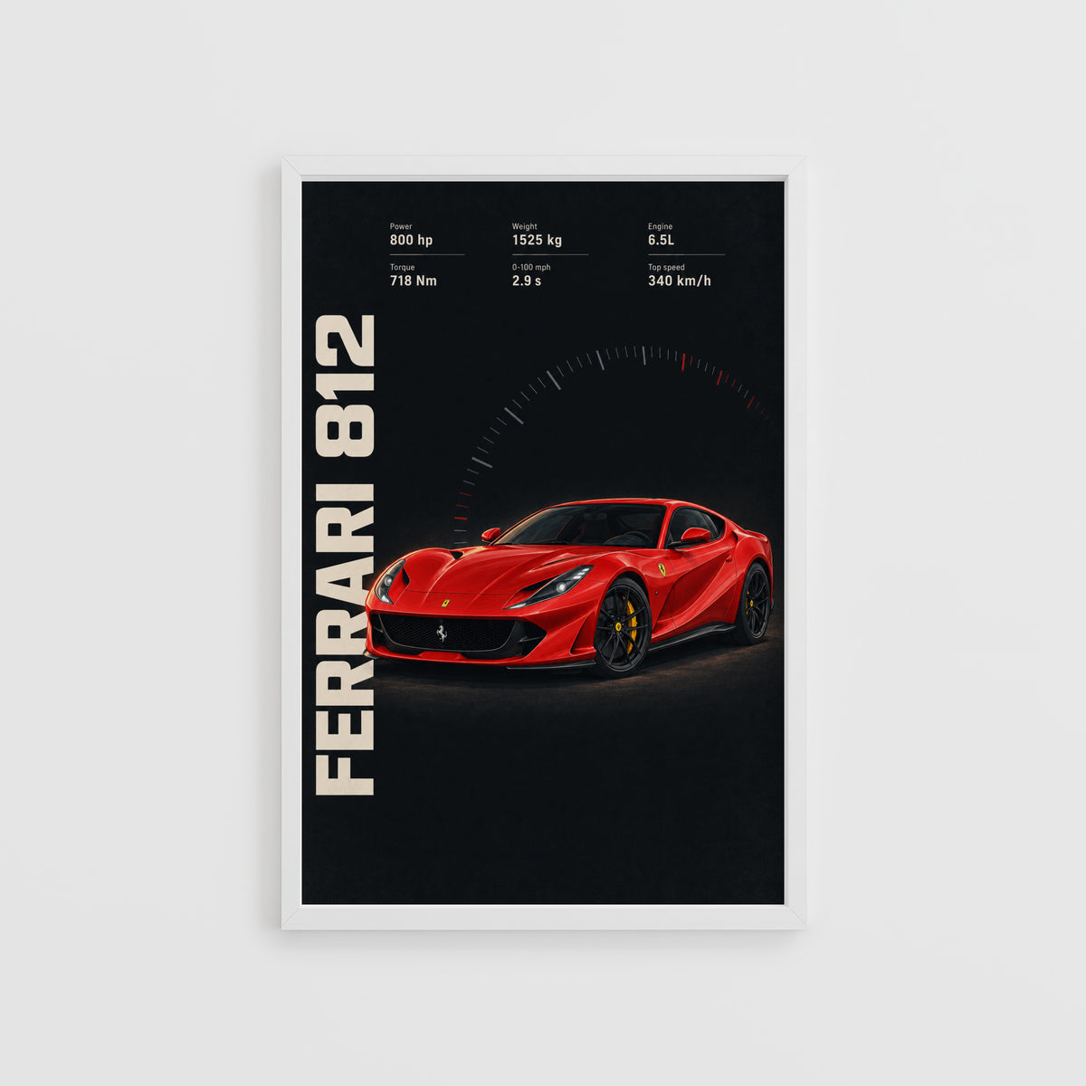 Vintage Ferrari 812 Print, Supercar Wall Art