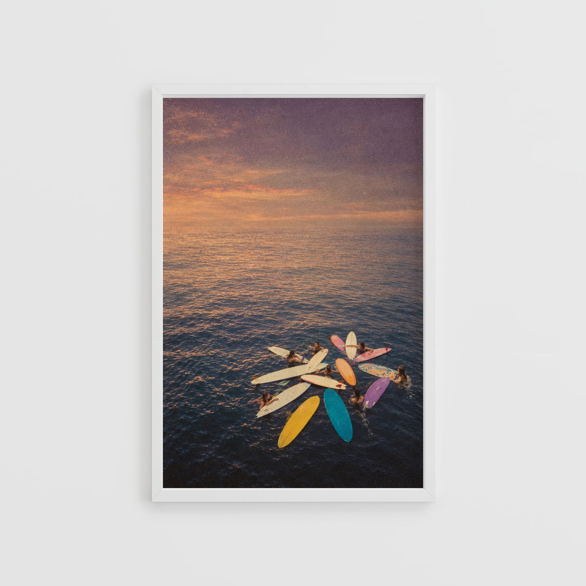Vintage Surf Print, Sunset Longboards Poster, Wall Art