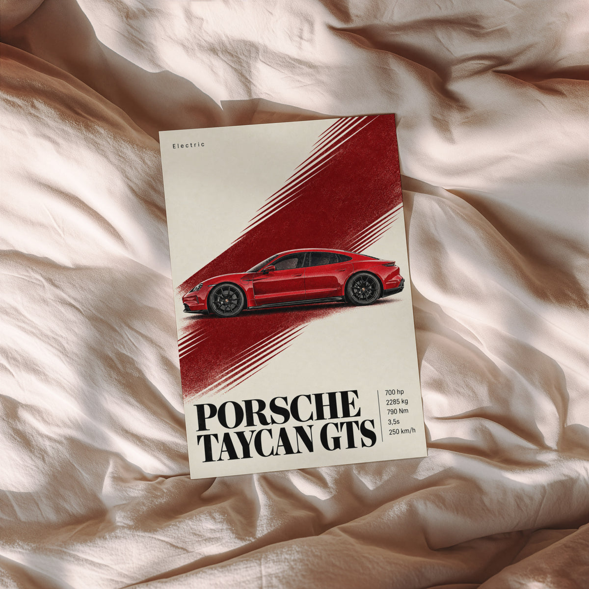Vintage Porsche Taycan GTS Print, Car Poster, Wall Art