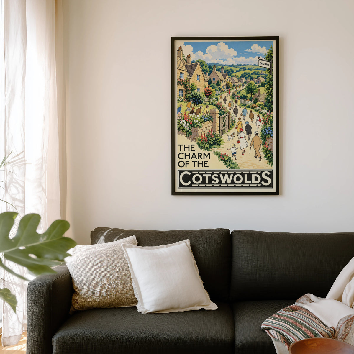 Vintage Cotswolds Poster, England Village Wall Art, Print