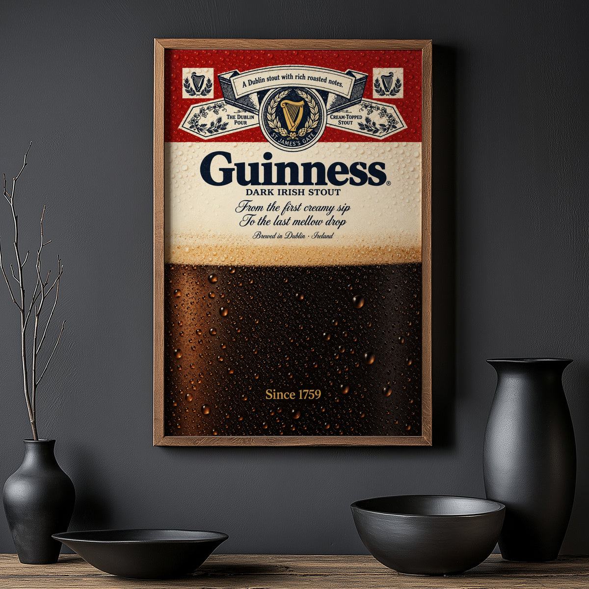 Vintage Guinness Print, Irish Stout Beer Poster, Pub Art