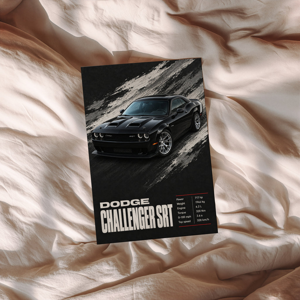 Vintage Dodge Challenger SRT Print, Muscle Car Art