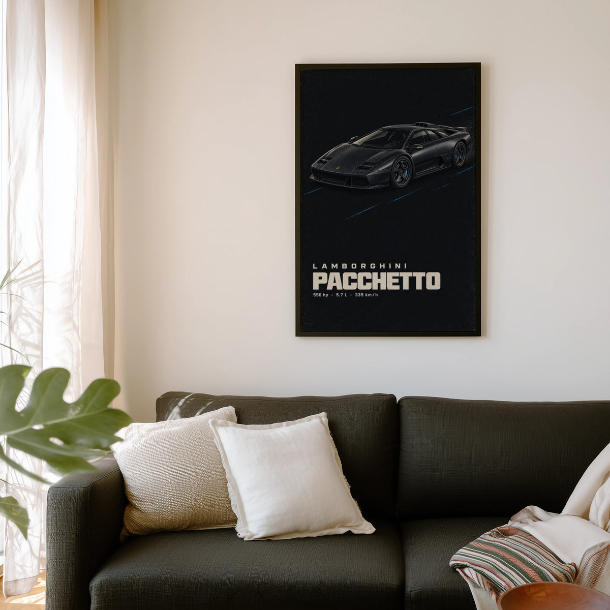 Vintage Lamborghini Pacchetto Print, Car Wall Art