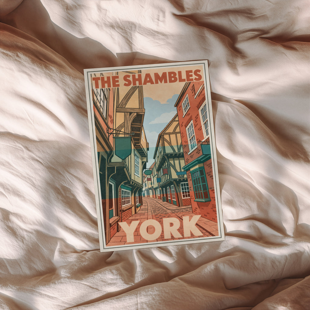 Vintage The Shambles York Poster, England Wall Art, Print