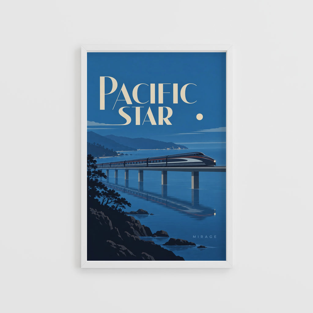 Vintage Pacific Star Train Poster, Art Deco Print