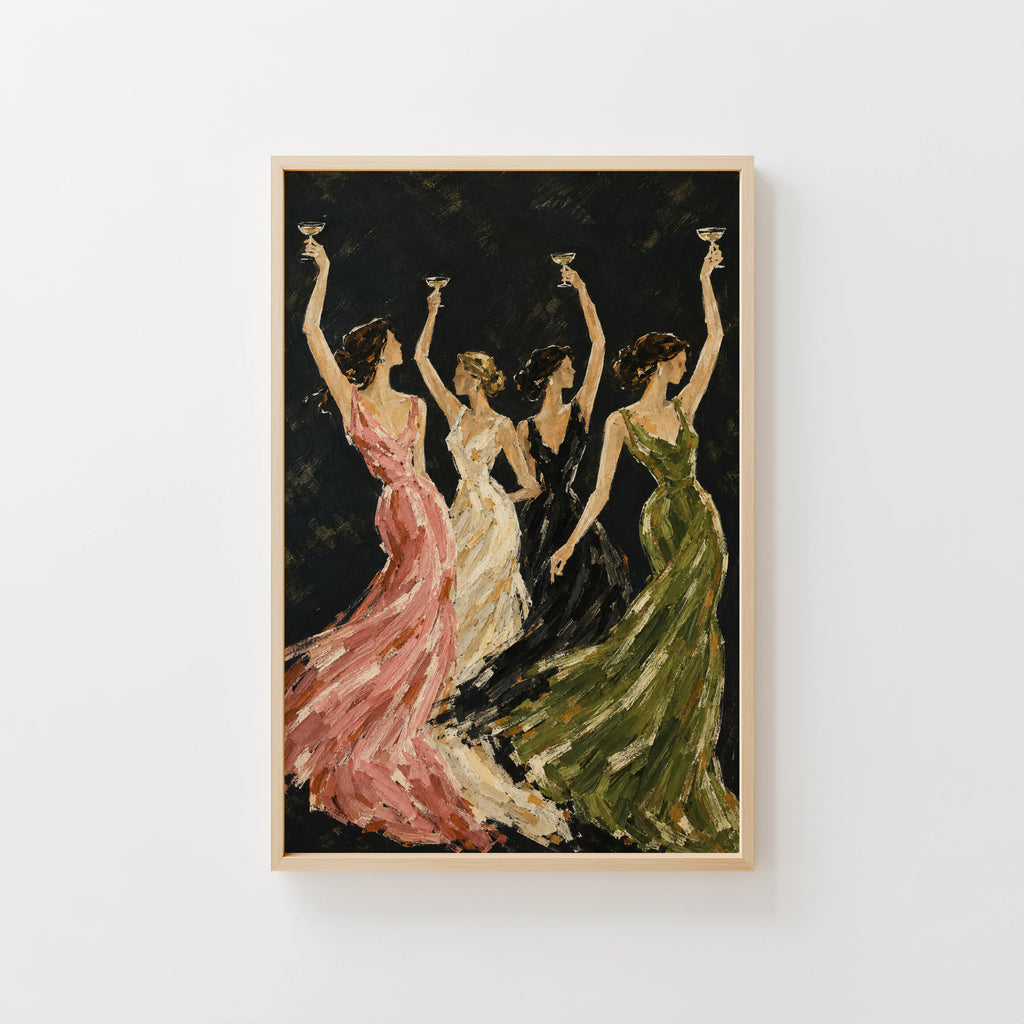 Vintage Print and Poster, Women Toasting Wall Art