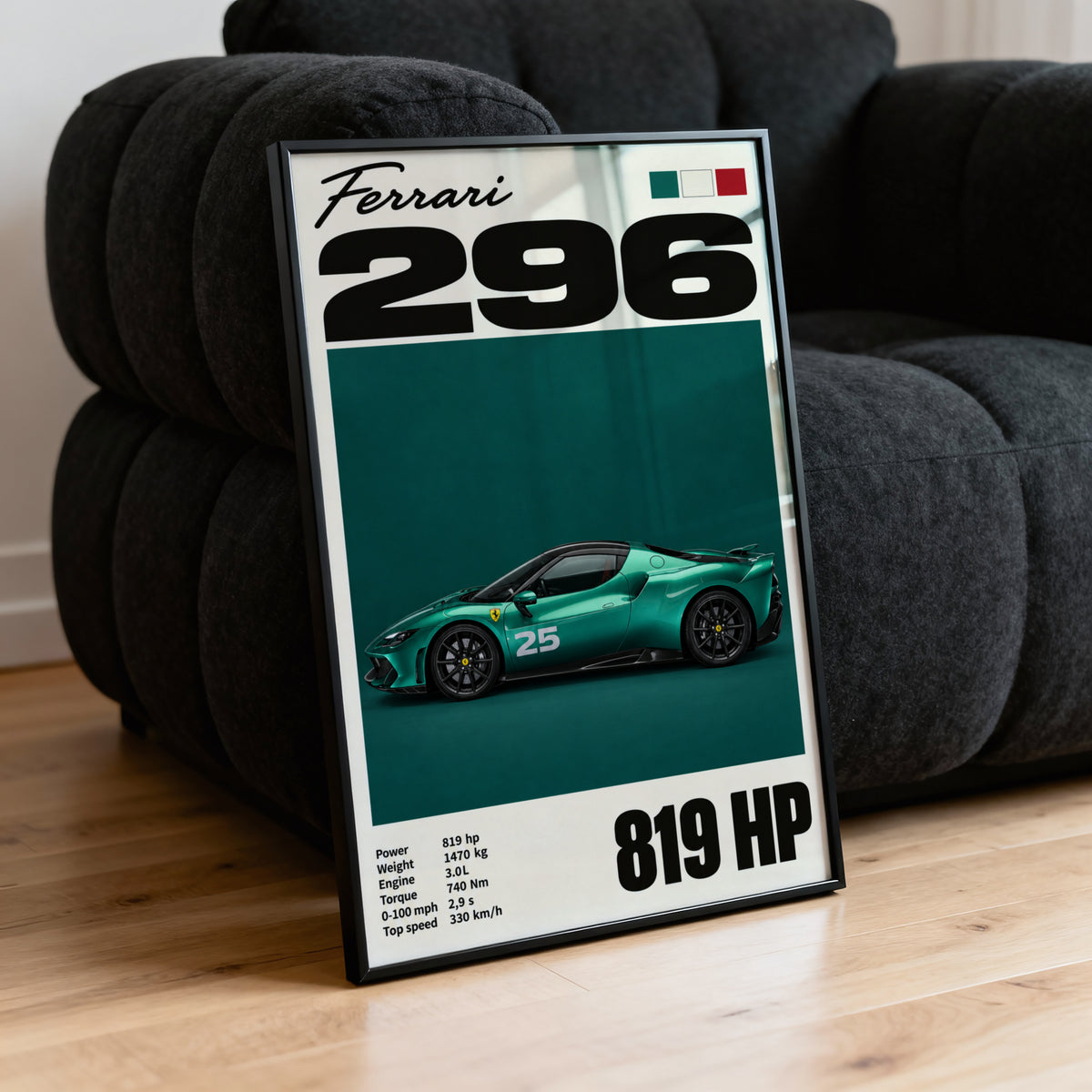 Vintage Ferrari 296 Print, Car Wall Art