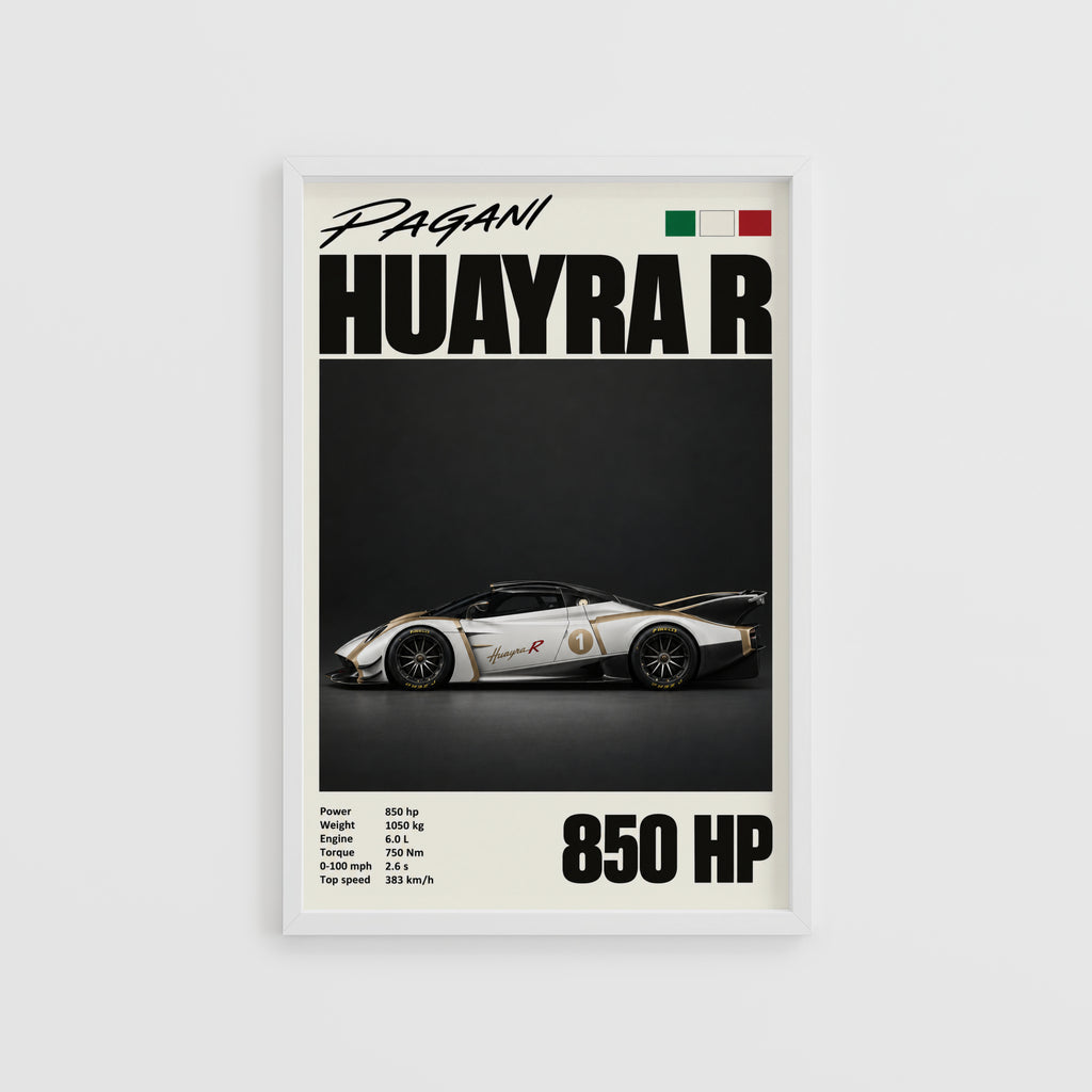 Vintage Pagani Huayra R Print, Supercar Wall Art