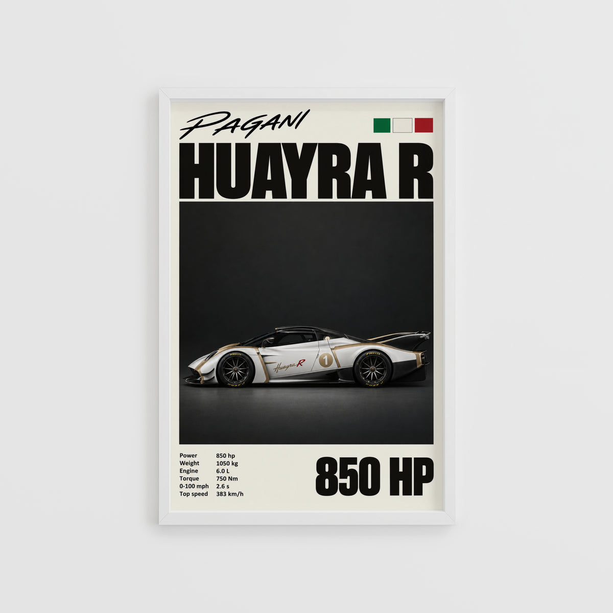 Vintage Pagani Huayra R Print, Supercar Wall Art