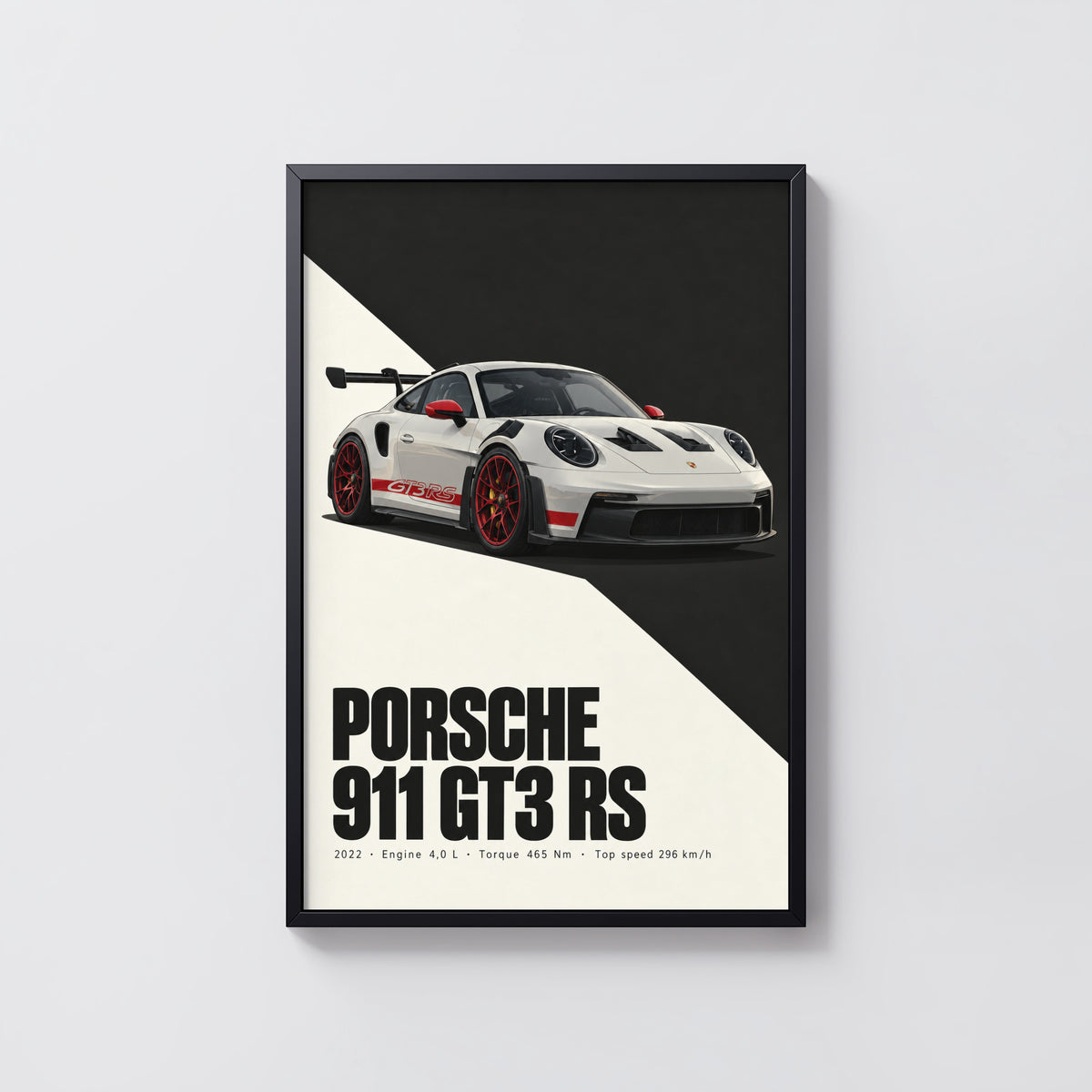 Vintage Porsche 911 GT3 RS Print, Car Wall Art
