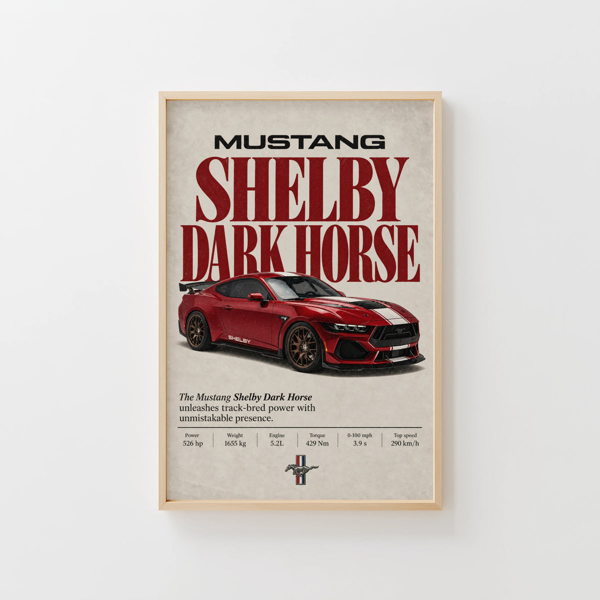 Vintage Mustang Shelby Dark Horse Print, Car Art