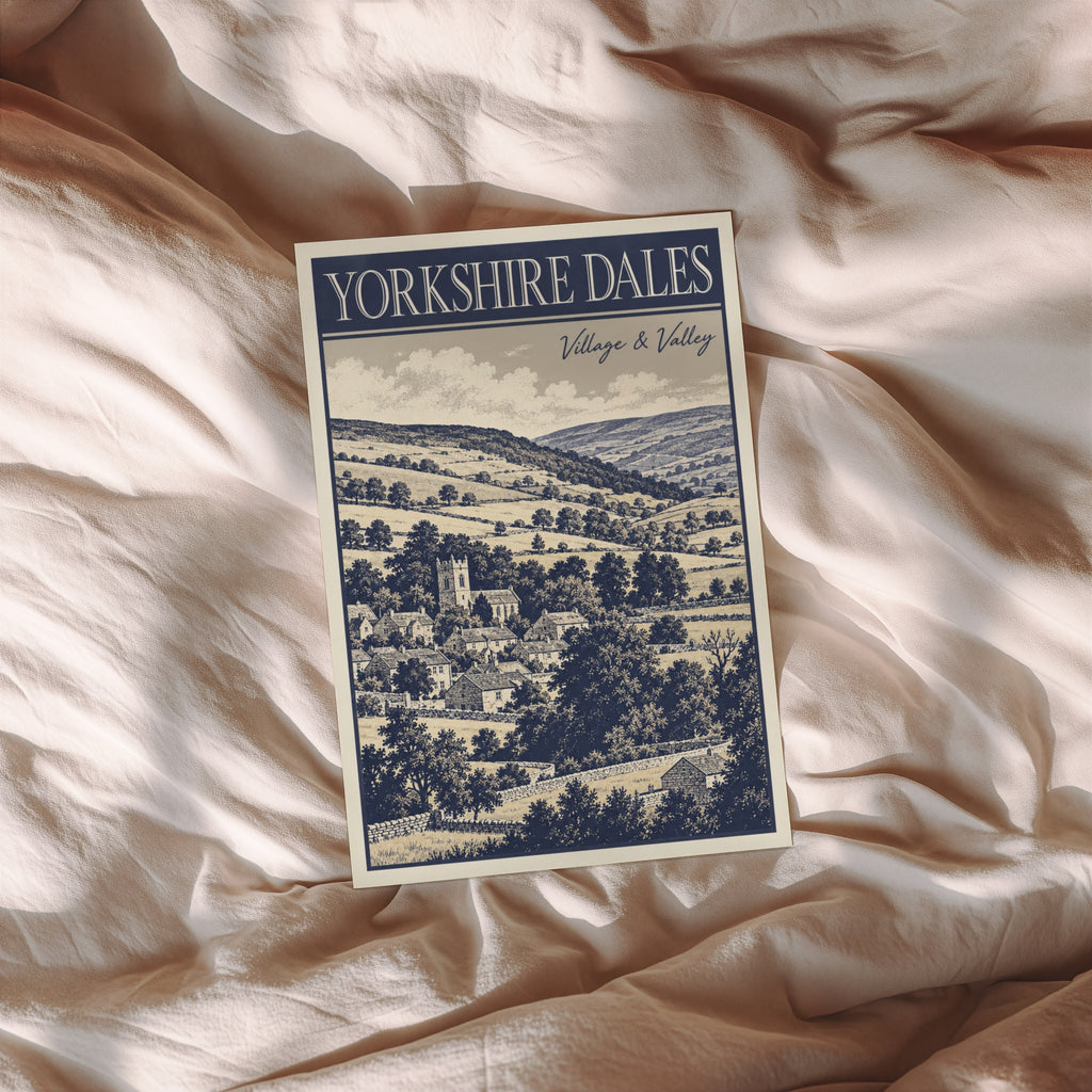 Vintage Yorkshire Dales Poster, Village Wall Art, Print