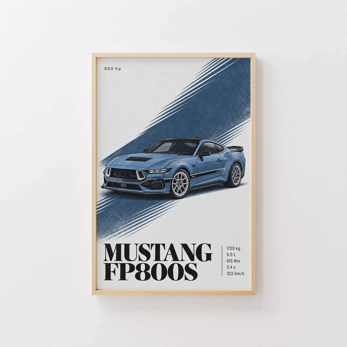 Vintage Mustang FP800S Print, Muscle Car Wall Art