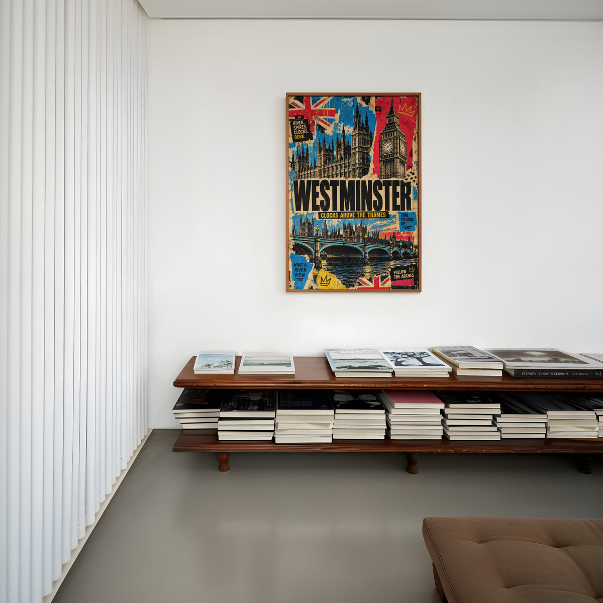Vintage Westminster London Poster, Big Ben Wall Art Print