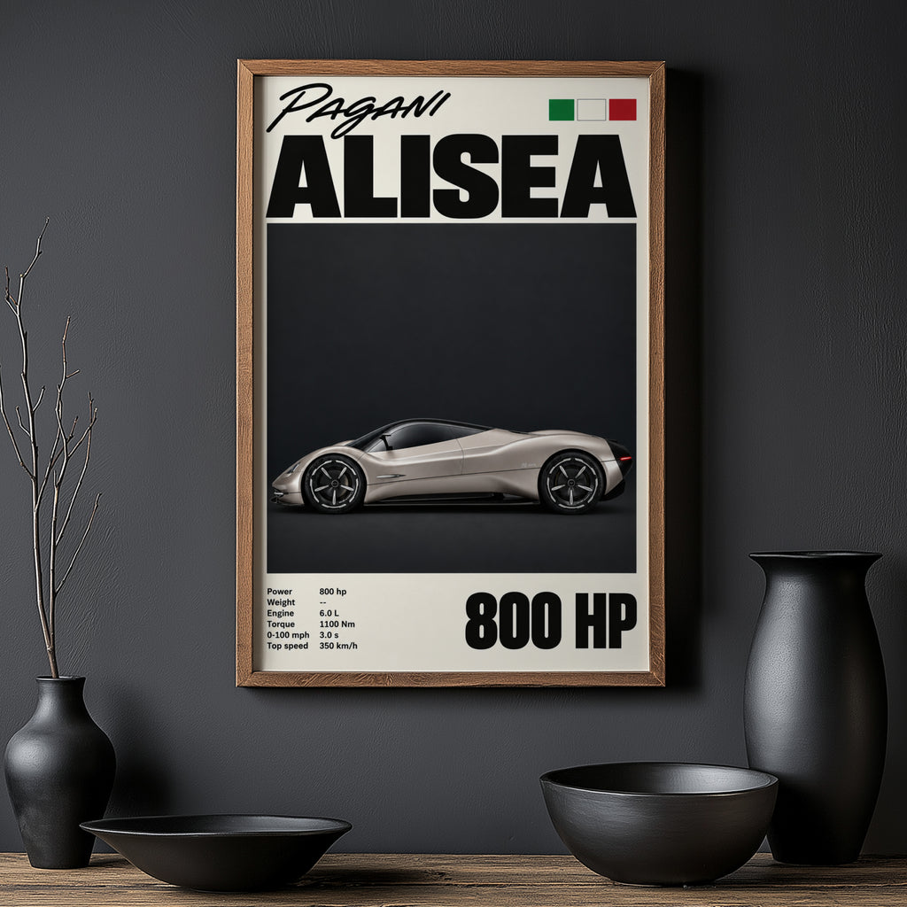 Vintage Pagani Alisea Print, Car Poster, Supercar Art