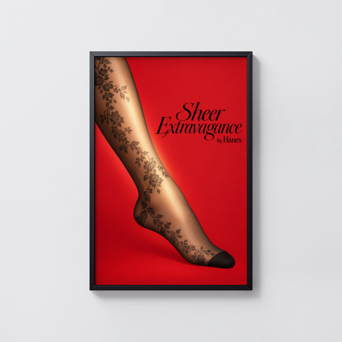 Vintage Hosiery Poster, Red Fashion Wall Art, Print