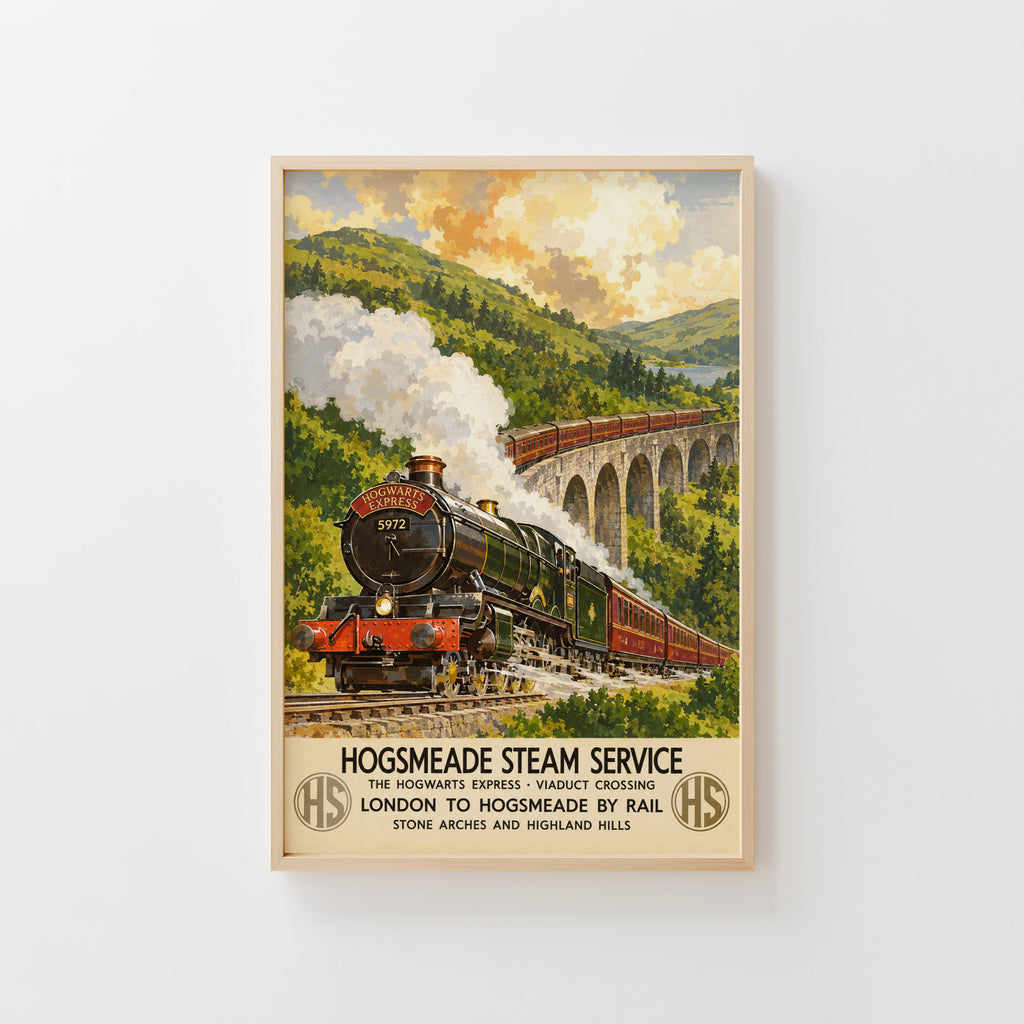 Vintage Steam Train Print Poster, Railway Wall Art