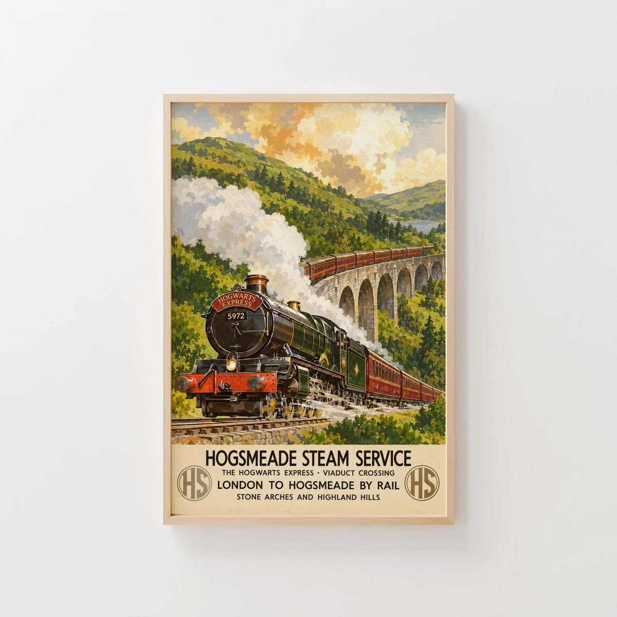 Vintage Steam Train Print Poster, Railway Wall Art