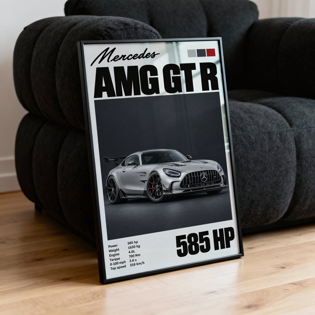 Vintage Mercedes AMG GT R Print, Car Wall Art