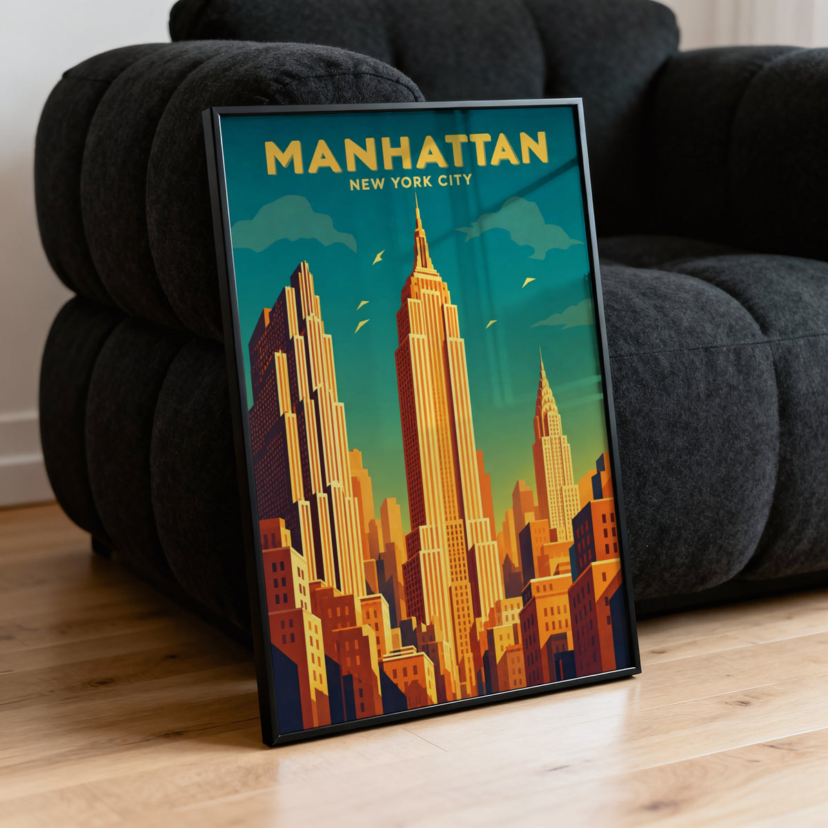 Vintage Manhattan Poster, New York City Wall Art Print