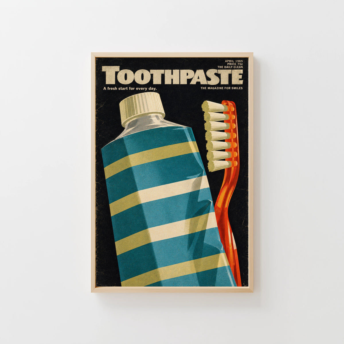 Vintage Toothpaste Poster, Retro Bathroom Wall Art, Print