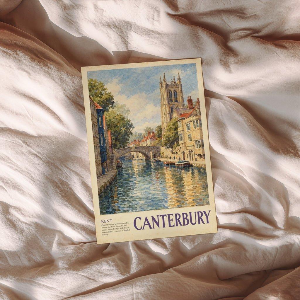 Vintage Canterbury Poster, Kent River Stour Wall Art Print