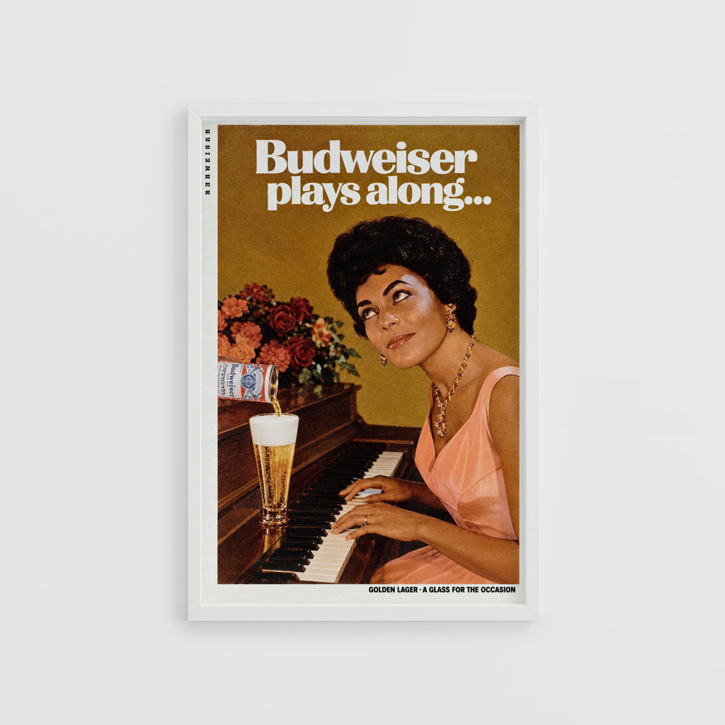 Vintage Piano Beer Poster, Retro Bar Wall Art Print