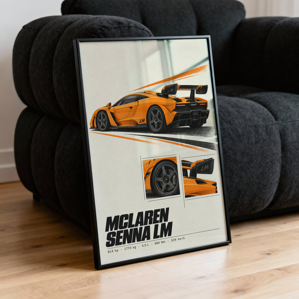 Vintage McLaren Senna LM Print, Supercar Wall Art