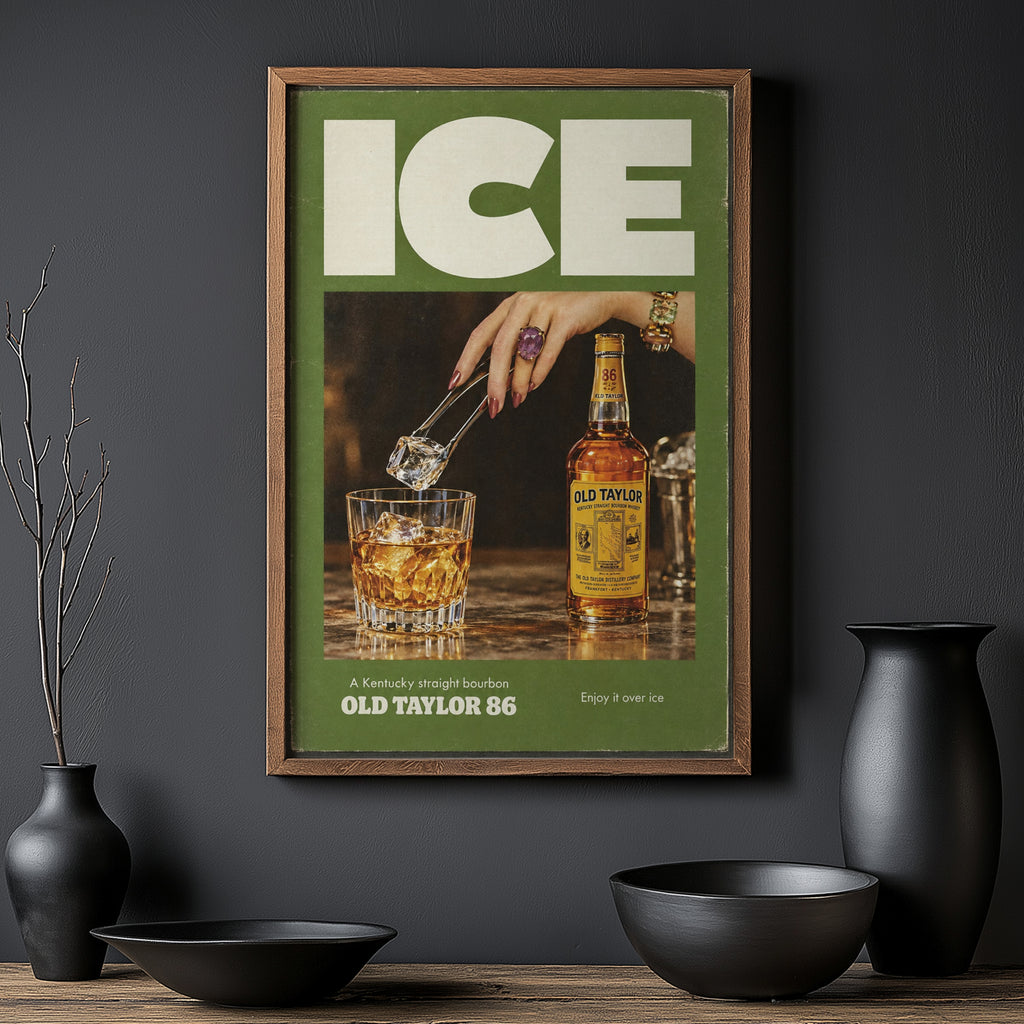 Vintage Bourbon Poster, Whiskey Wall Art, Bar Print