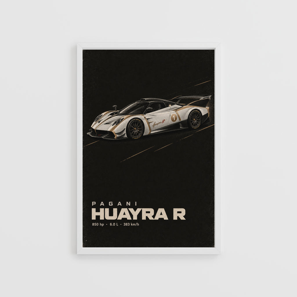 Vintage Pagani Huayra R Print, Supercar Wall Art