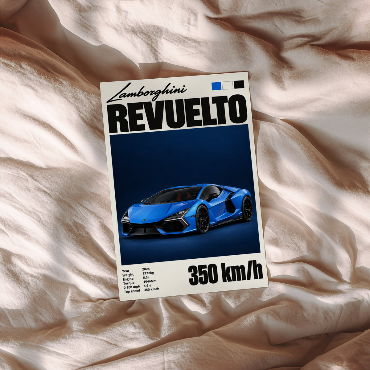 Vintage Lamborghini Revuelto Print, Supercar Wall Art