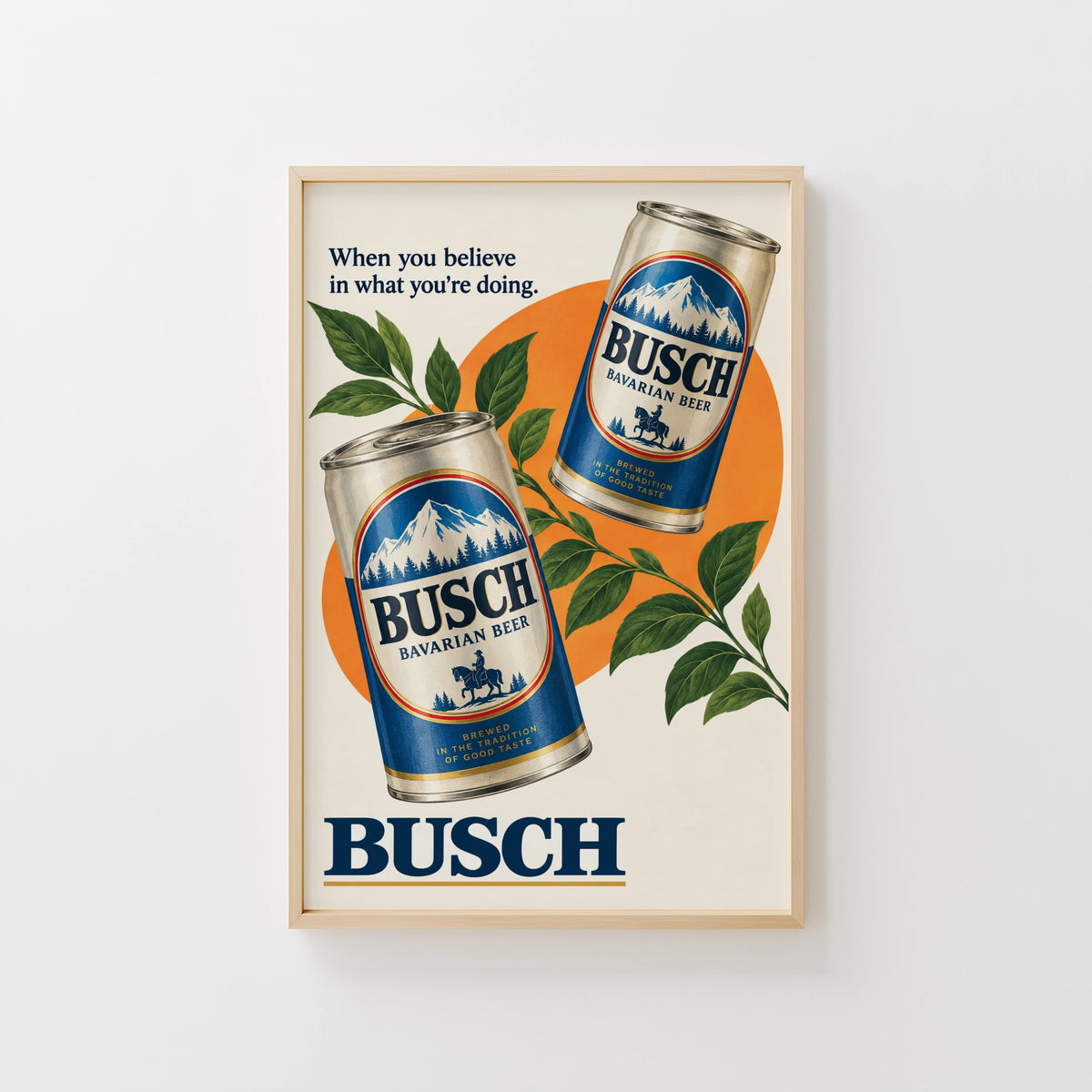 Vintage Busch Beer Print, Bar Poster, Retro Cans Decor