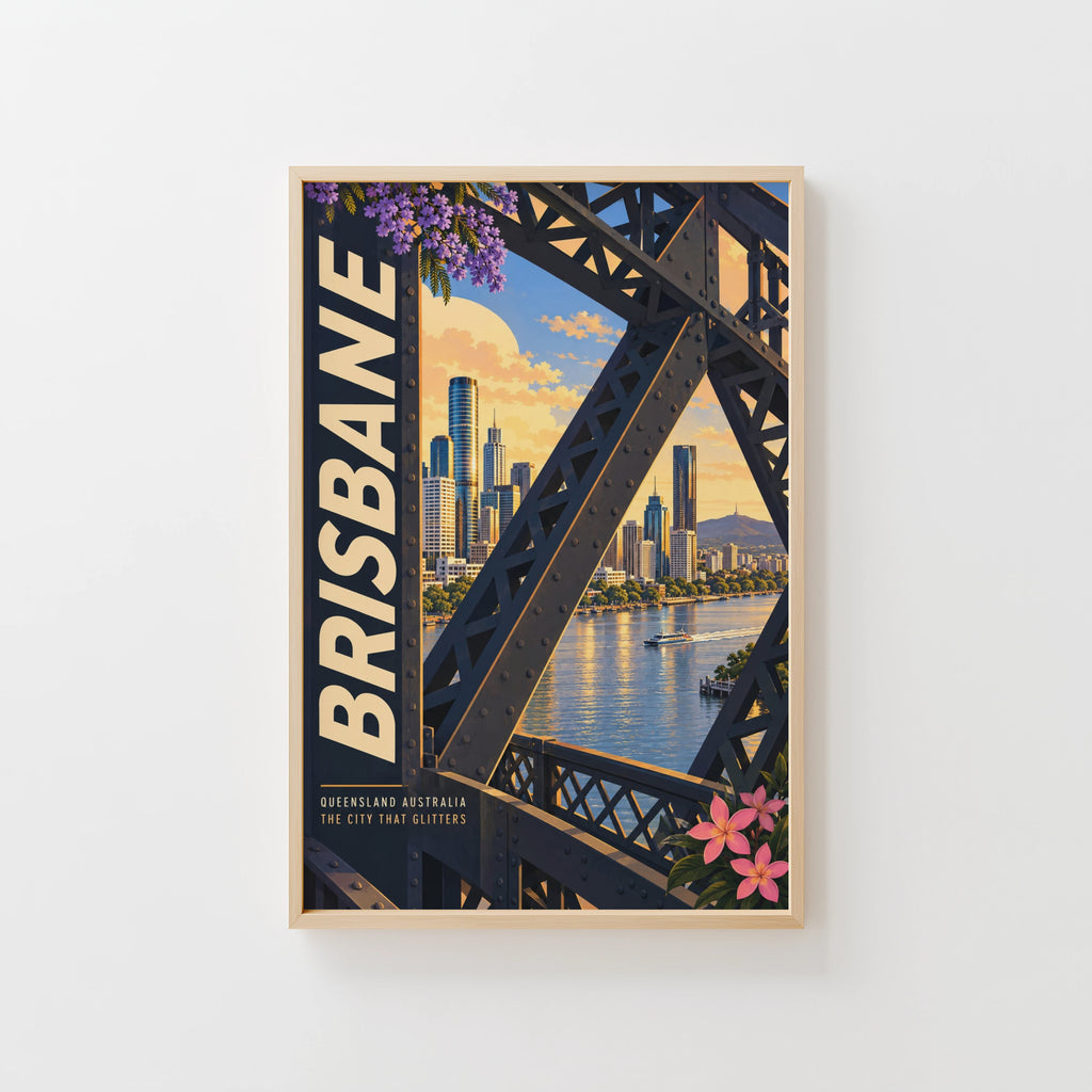 Vintage Brisbane Poster, Story Bridge Wall Art
