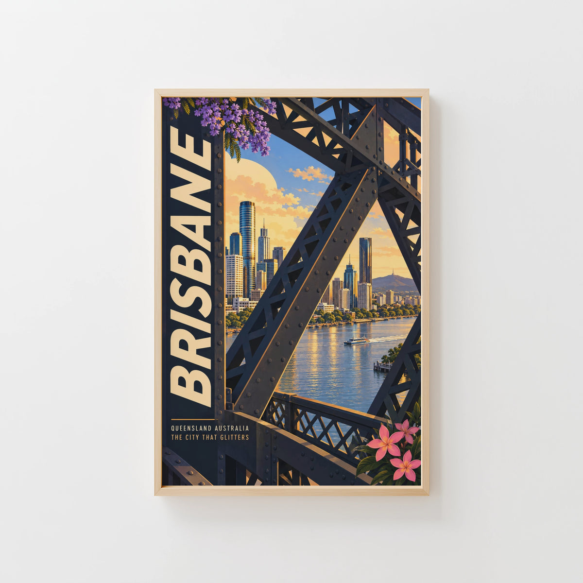 Vintage Brisbane Poster, Story Bridge Wall Art
