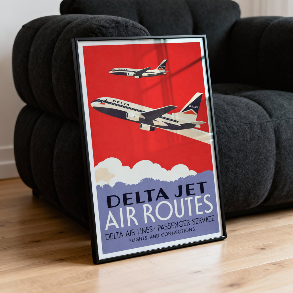 Vintage Delta Jet Poster, Airline Wall Art, Aviation Print