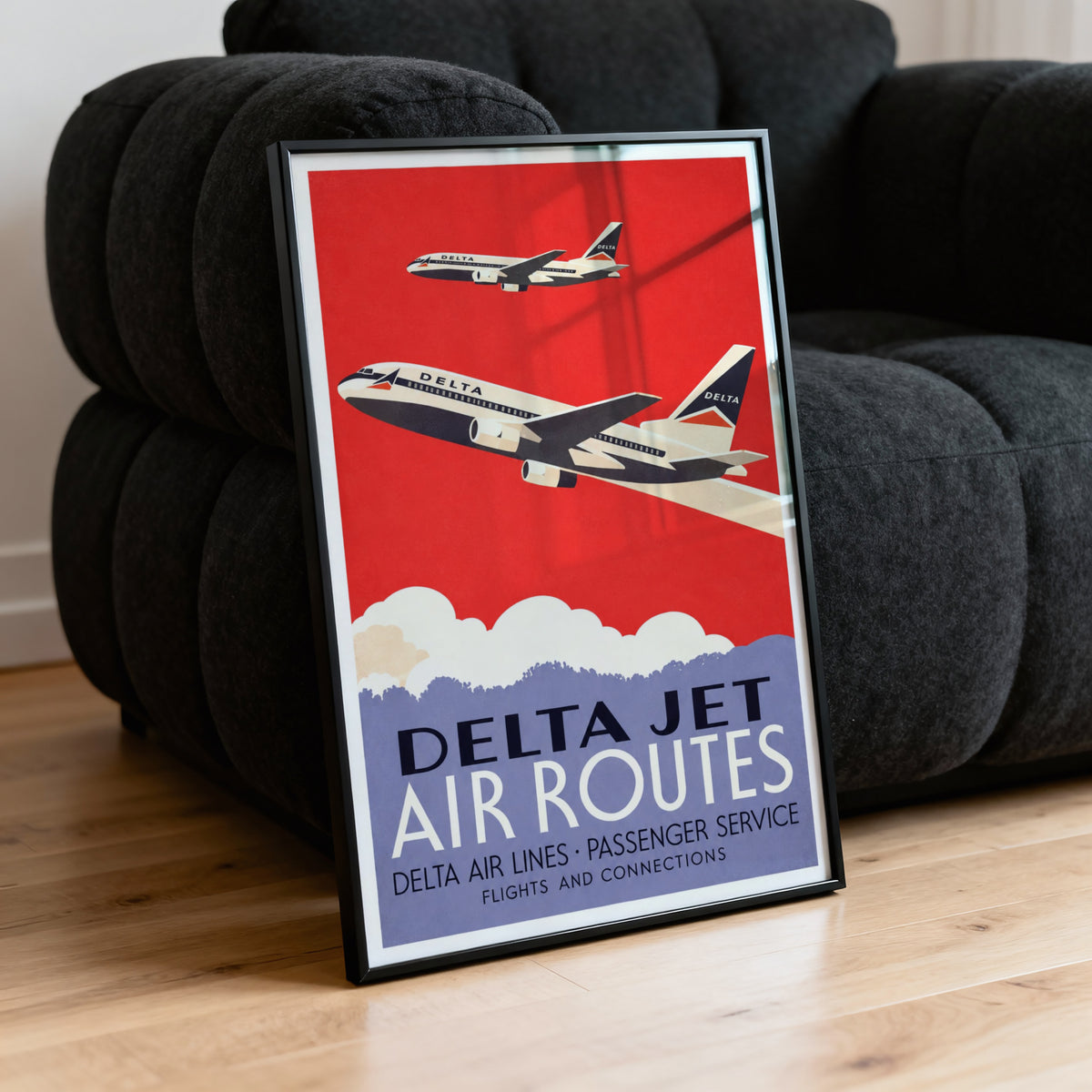 Vintage Delta Jet Poster, Airline Wall Art, Aviation Print