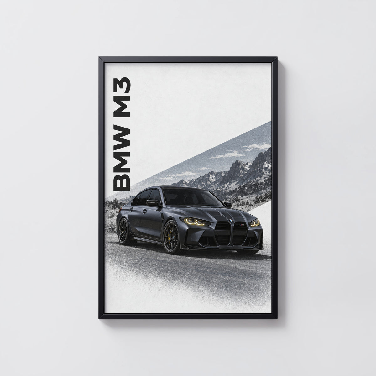 Vintage BMW M3 Print, Car Wall Art, Mountain