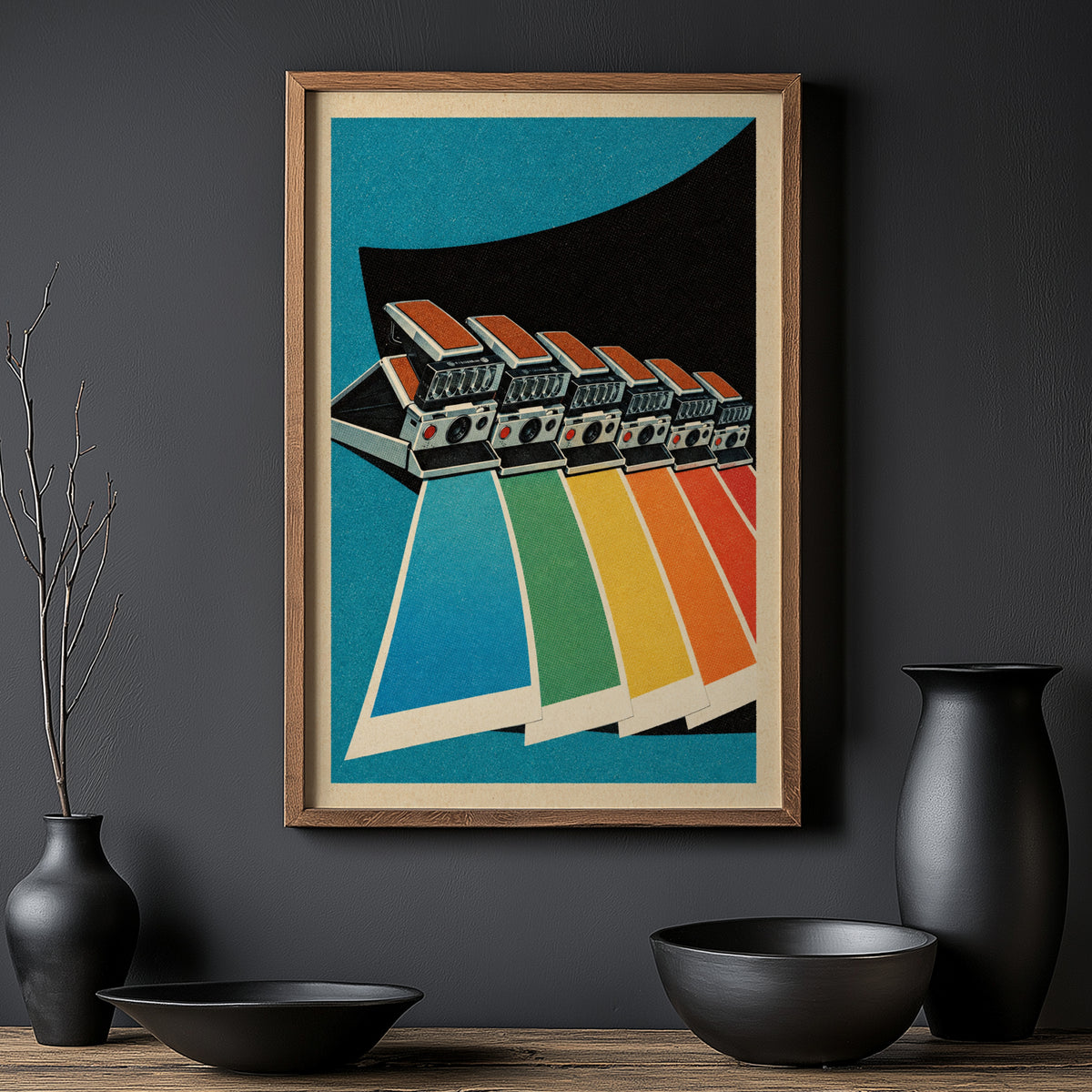 Vintage Instant Camera Poster, Retro Rainbow Wall Art Print