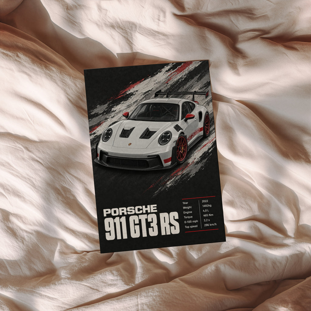 Vintage Porsche 911 GT3 RS Print, Car Poster, Wall Art