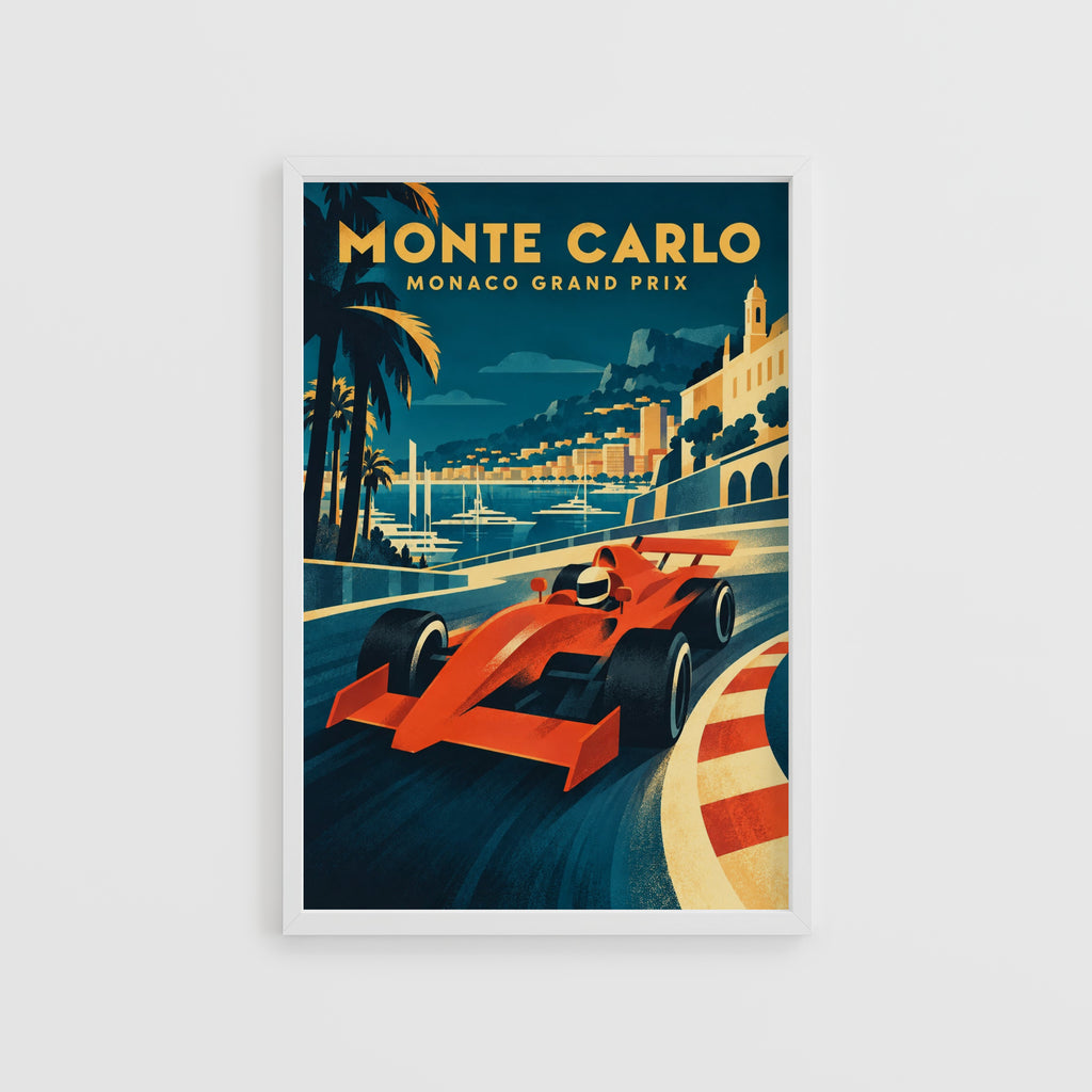Vintage Monaco Grand Prix Poster, Racing Wall Art, Print