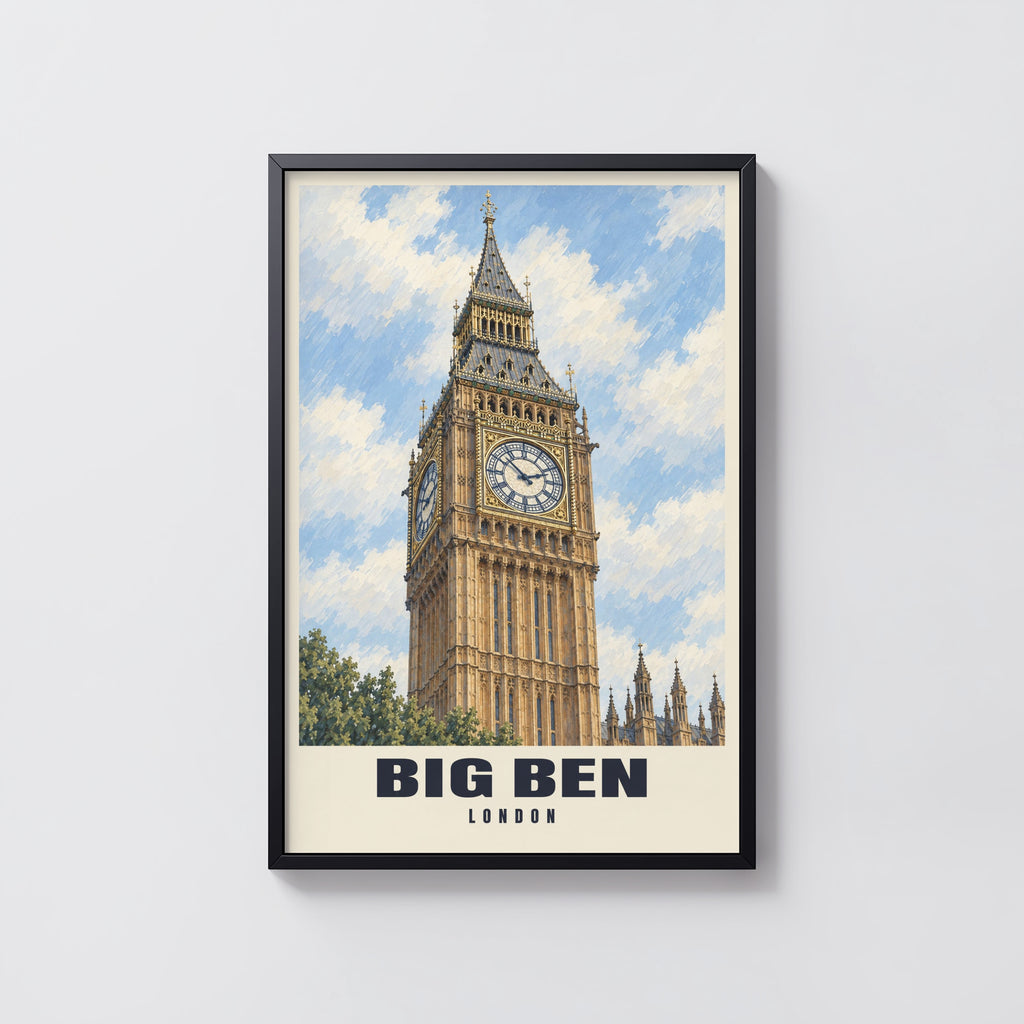 Vintage Big Ben Poster, London Wall Art, England Print